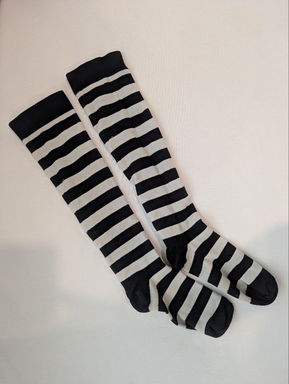Black and White Striped Knee-High Compression Socks
